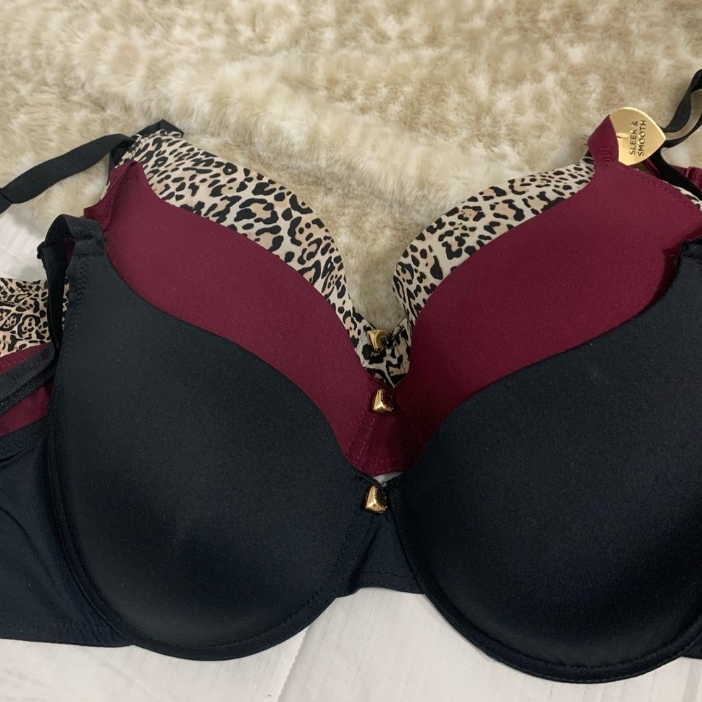Juicy Couture Black & Burgundy Leopard Underwire push up Bra